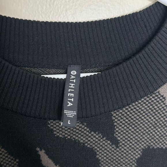 Athleta Jacquard Crew Neck Sweater Animal Zebra Merino Wool Blend size Large - Picture 4 of 7